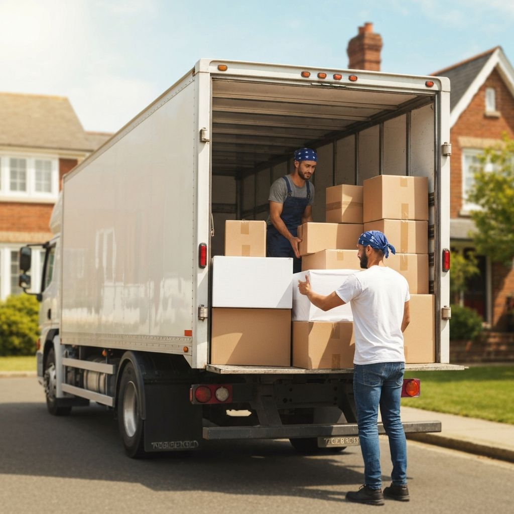 UNN moving truck being loaded with boxes at a home
